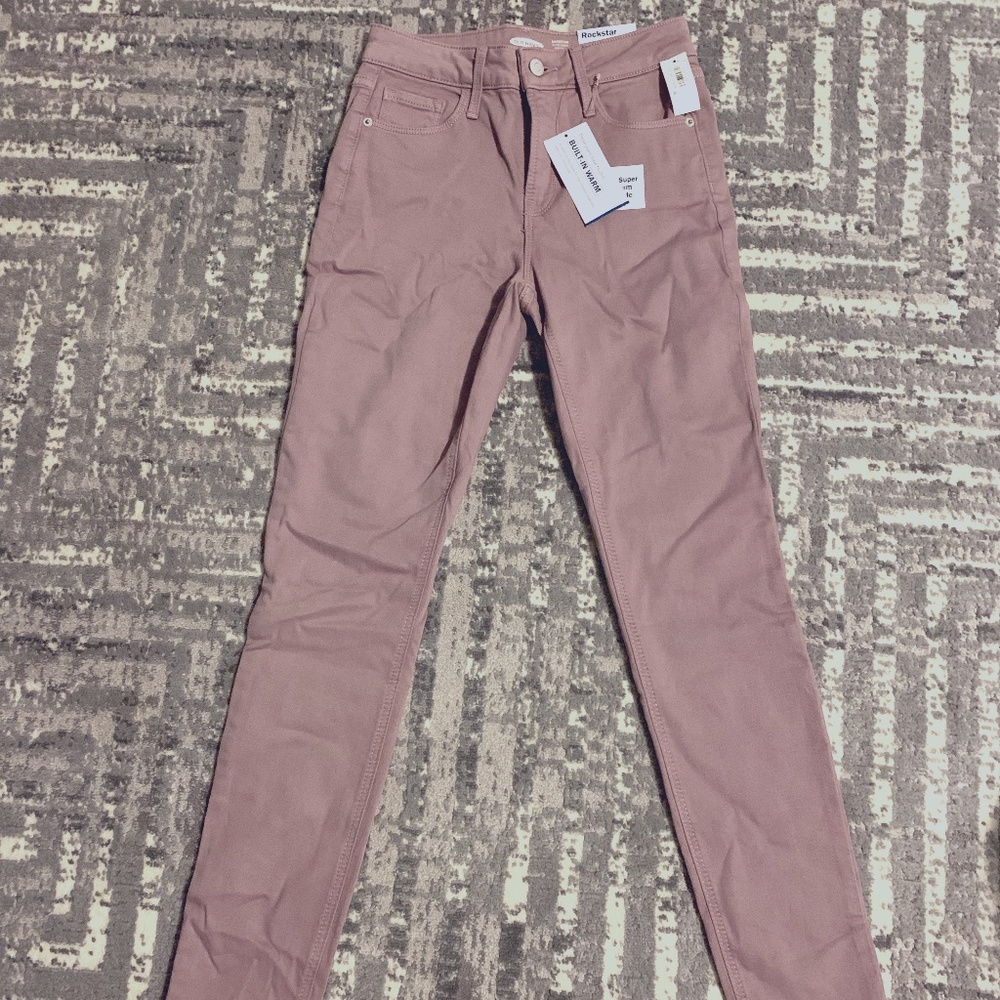 High-Waisted Rockstar Super-Skinny Built-In Warm Jeans Sz. 0 NWT